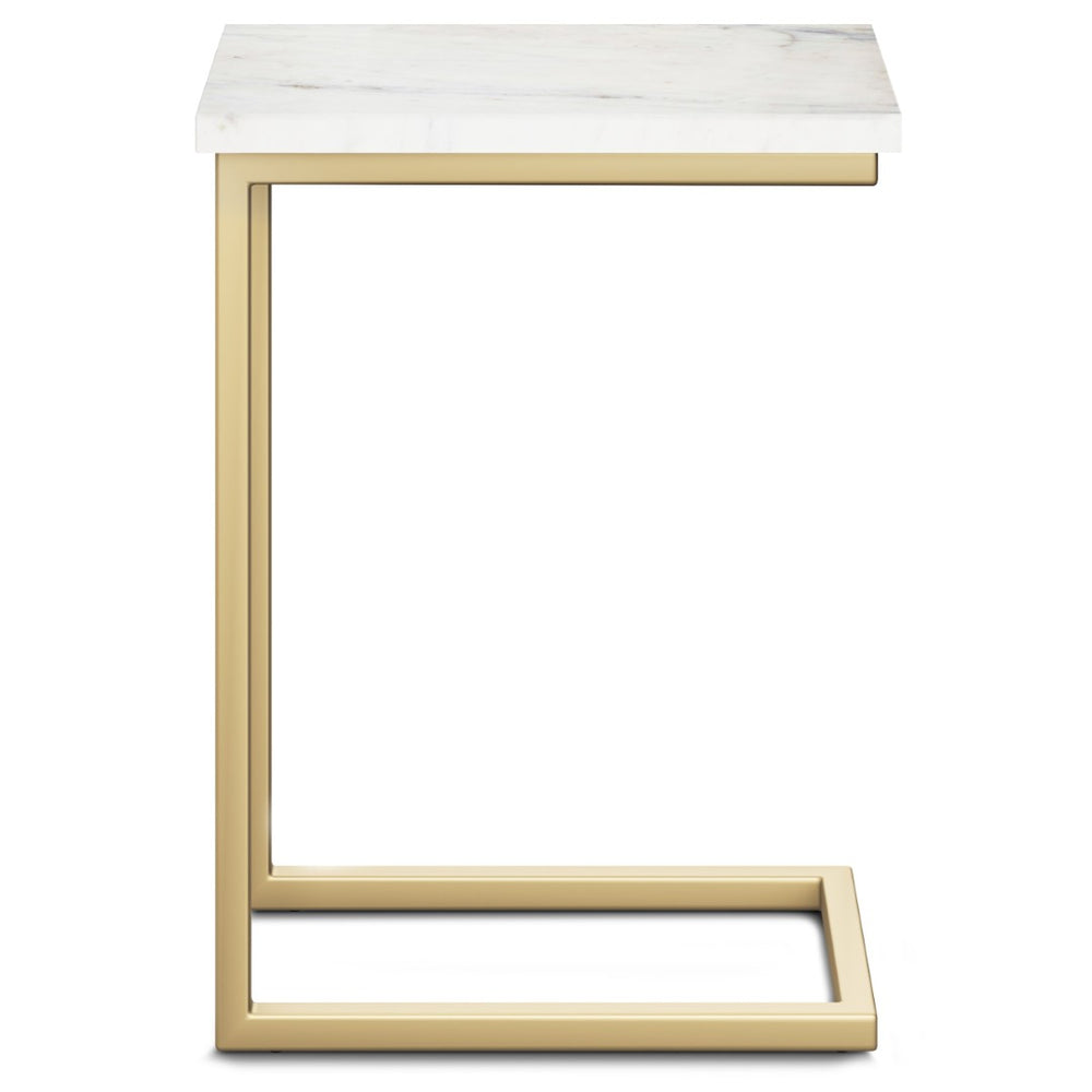 English Elm Skyler C Side Table - Luxurious Marble Top & Gold Accents, C-Shaped Design For Modern Spaces B136P159960-GIGA