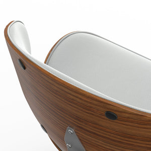 English Elm Marana Dining Chair - Elegant Mid-Century Modern Design In White Vegan Faux Leather & Bentwood Frame B136P158921