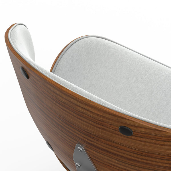 English Elm Marana Dining Chair - Elegant Mid-Century Modern Design In White Vegan Faux Leather & Bentwood Frame B136P158921