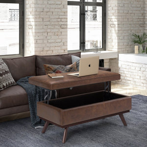 English Elm Owen Lift Top Large Storage Ottoman - Versatile Coffee Table In Distressed Chestnut Brown Finish B136P159165-GIGA