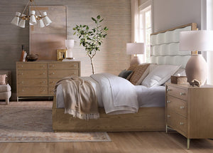 Hooker Furniture Sonnet Light Oak Three-Drawer Nightstand With Woven Cane Accents, Felt Liner & Cord Management 6072-90216-85
