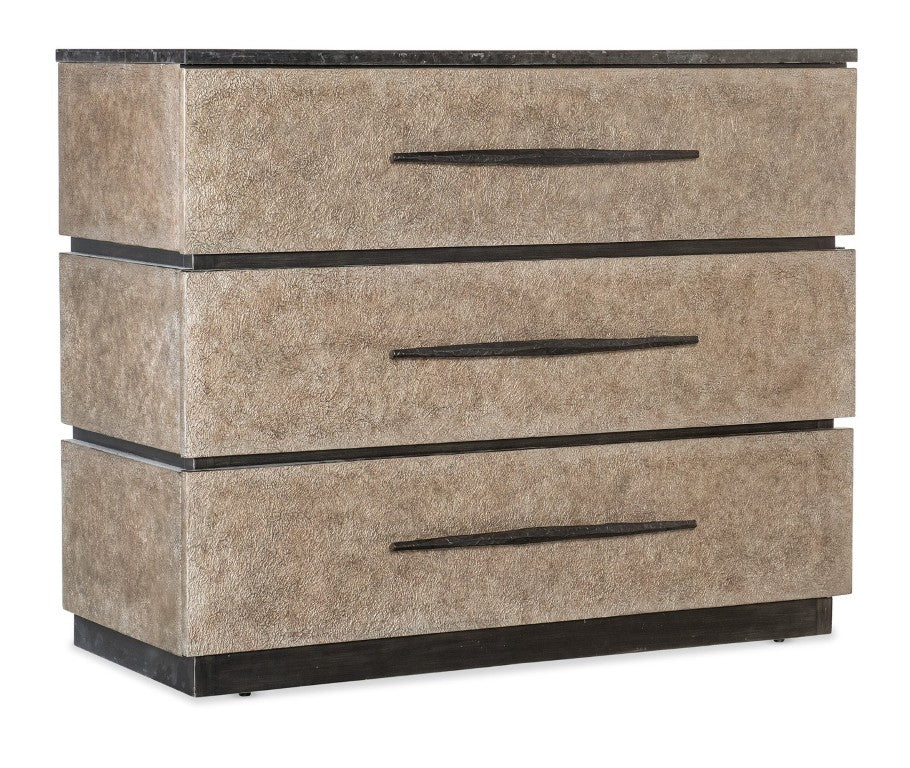 Hooker Furniture Melange Stacked Chest With Polished Black Marble Top, Taupe Drawer Fronts & Stepped Architectural Silhouette 628-85670-99