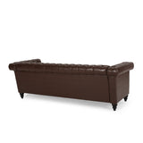 Christopher Knight Home® - Noble House - Parkhurst Tufted Chesterfield Faux Leather 3 Seater Sofa