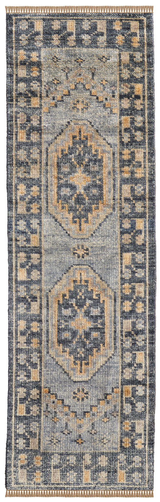 Feizy Rugs Fillmore Hand-knotted Wool Medallion Rug - Artisan Crafted Vintage Design With Rich Colors & Texture Blue,Gray Wool Fil6941fbluchli10