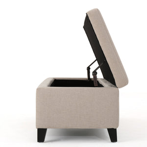 English Elm Hartford Upholstered Storage Ottoman Bench with Birch Legs for Living Room 73766.00FWHEAT