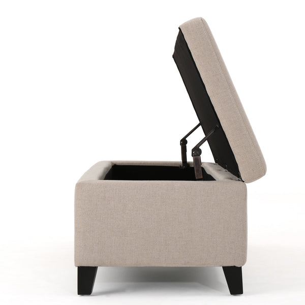 English Elm Hartford Upholstered Storage Ottoman Bench with Birch Legs for Living Room 73766.00FWHEAT
