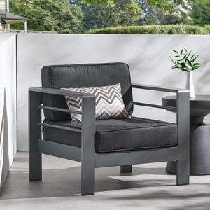 English Elm Cape Coral Aluminum Slat Club Chair Resort Style Patio Seat with Thick Cushions 56347.00GRY