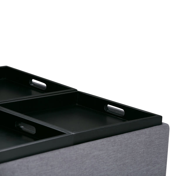 English Elm Avalon Square Coffee Table Storage Ottoman - Stylish Slate Grey With Hidden Storage & Trays B136P159754