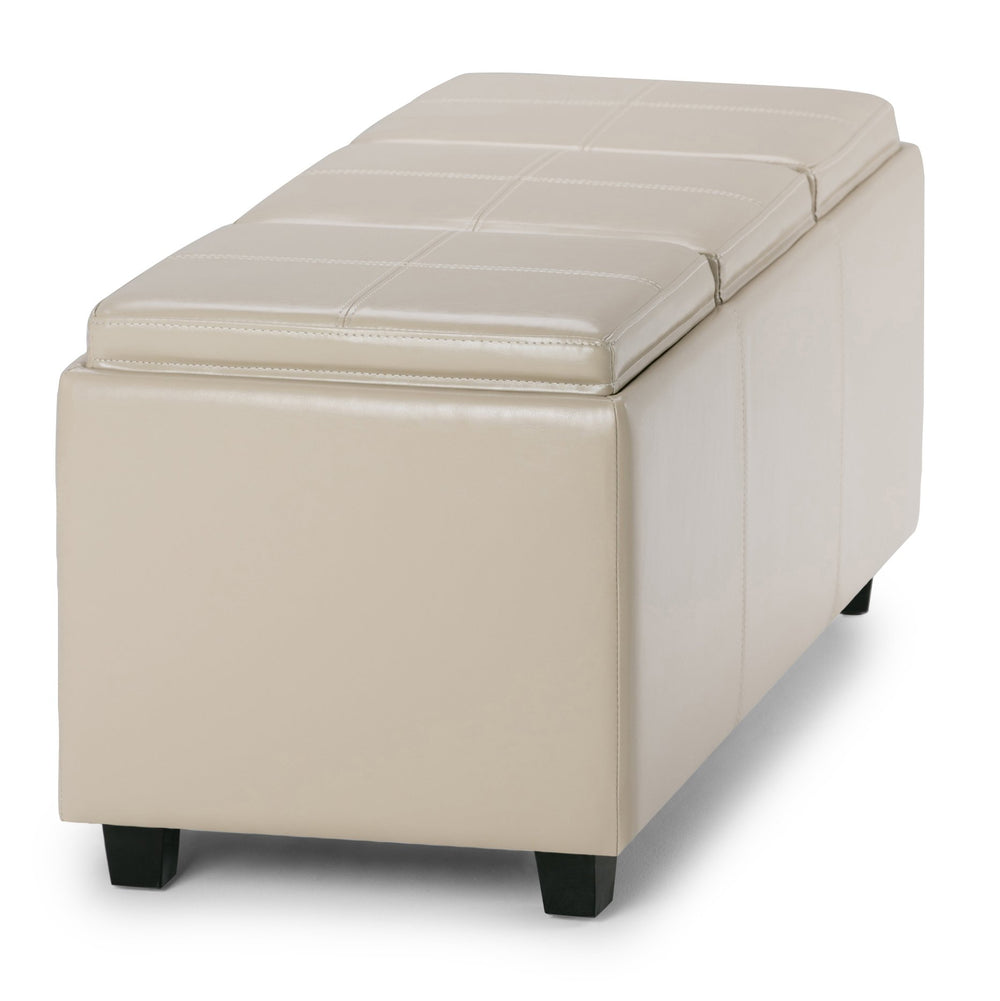 English Elm Avalon Storage Ottoman In Satin Cream - Stylish Versatile Seating With Hidden Storage & Trays B136P158112