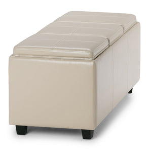 English Elm Avalon Storage Ottoman In Satin Cream - Stylish Versatile Seating With Hidden Storage & Trays B136P158112