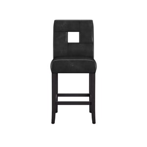 Homelegance By Top-Line Adalynn Keyhole Counter Height High Back Stools (Set of 2) Black Rubberwood