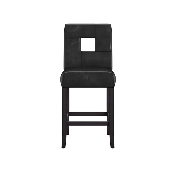 Homelegance By Top-Line Adalynn Keyhole Counter Height High Back Stools (Set of 2) Black Rubberwood