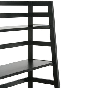 English Elm Acadian Ladder Shelf Bookcase - Handcrafted Solid Wood, 5 Wide Shelves In Elegant Black Finish B136P159679