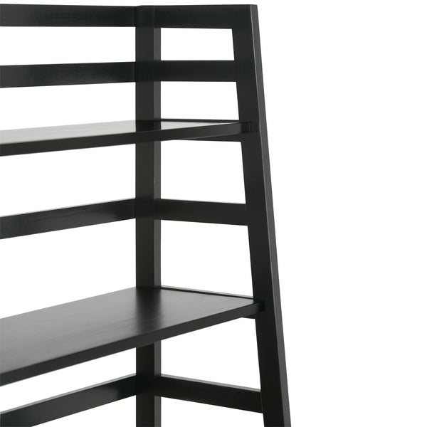English Elm Acadian Ladder Shelf Bookcase - Handcrafted Solid Wood, 5 Wide Shelves In Elegant Black Finish B136P159679