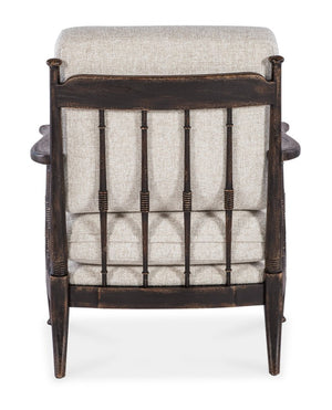 Hooker Furniture Prairie Upholstered Chair With Spindle Arms, Jude Fabric, Ribbed Carved Details, Americana Molasses Finish CC507-410-89