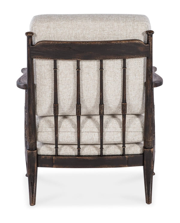 Hooker Furniture Prairie Upholstered Chair With Spindle Arms, Jude Fabric, Ribbed Carved Details, Americana Molasses Finish CC507-410-89