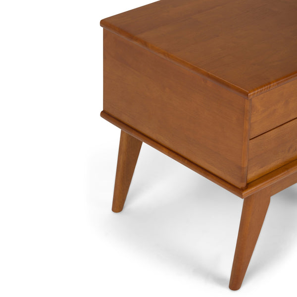 English Elm Draper - Elegant Mid Century Side Table With Two Drawers In Teak Brown For Stylish Storage Solutions B136P158150