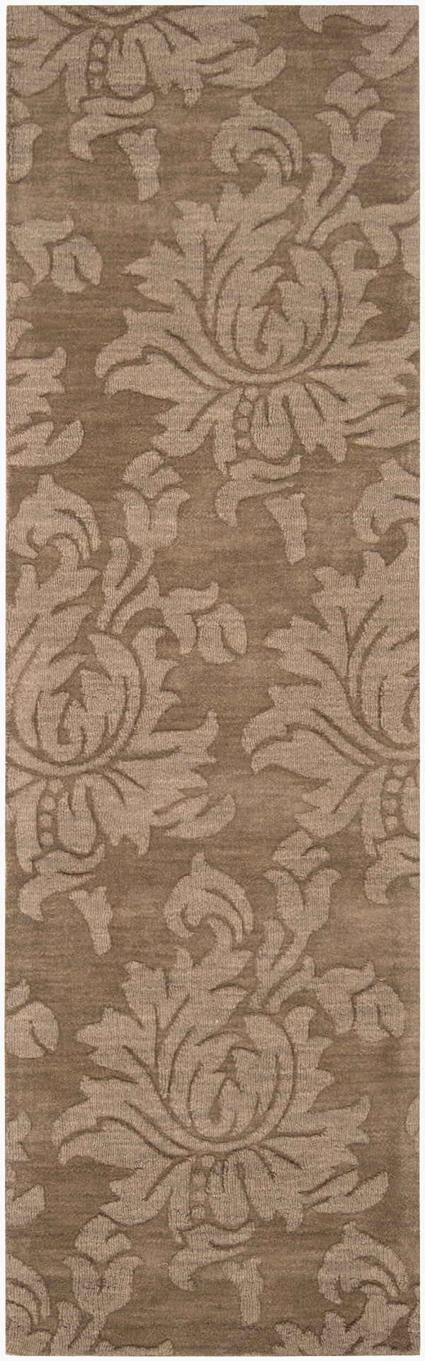 Surya Mystique 2'6" X 8' Handmade Wool Rug - Elegant Modern Decor, Medium Pile, Spot Clean Only, India Craftsmanship Brown Wool M174-268