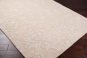 Surya Mystique 2'6" X 8' Handmade Wool Rug - Elegant Modern Decor, Medium Pile, Spot Clean Only, India Craftsmanship Light Beige Wool M175-23