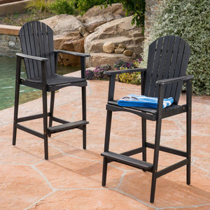 English Elm Outdoor Solid Acacia Wood Adirondack Barstools Set of 2 for Patio Deck Entertaining 61680.00DGRY