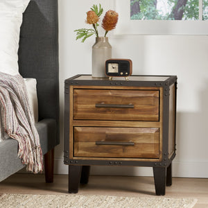 Christopher Knight Home® - Noble House - Lina Acacia Wood Two Drawer Night Stand