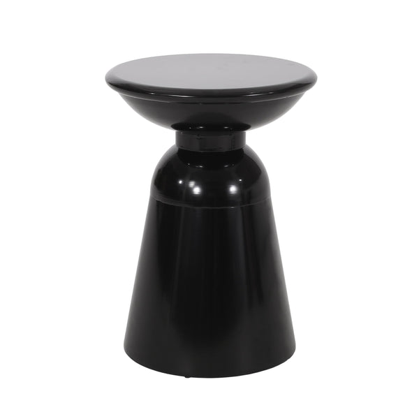 English Elm Outdoor Powder-coated Iron Pedestal Side Table for Patio and Lounge Spaces Black 73615.00BLK