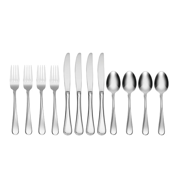 Lenox Oneida Flight 12 Piece Everyday Flatware Set, Service for 4 Metallic, STAINLESS METAL H015012A