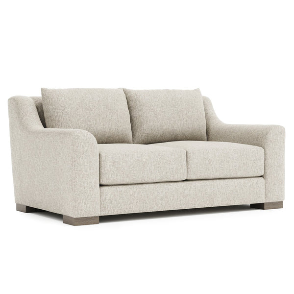 Bernhardt Bernhardt Gabi Loveseat — Made-To-Order Curved Fabric Sofa With Deep Cushions, Knife-Edge Backs, Wood Feet P7085A
