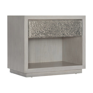 Bernhardt Bernhardt Ware Nightstand With Figured Walnut Veneer, Textured Aluminum Drawer & Usb Charging 309226