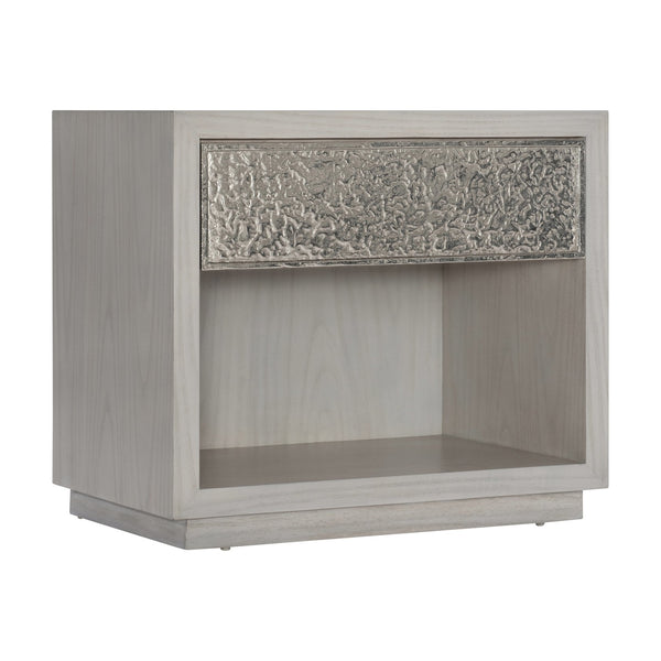 Bernhardt Bernhardt Ware Nightstand With Figured Walnut Veneer, Textured Aluminum Drawer & Usb Charging 309226