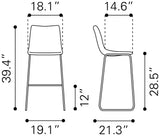 Augusta Barstool - Set of 2 Green & Gold 109961 Zuo Modern