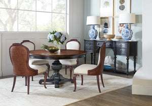 Hooker Furniture Charleston Round Pedestal Dining Table With 20" Removable Leaf, Cherry Veneer, Carved Base, Seats 6-8 6750-75203-00