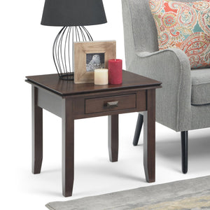 English Elm Artisan End Table In Rich Tobacco Brown - Handcrafted Solid Wood With Functional Drawer Storage B136P158694