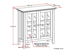 English Elm Acadian Low Storage Cabinet In Brunette Brown - Handcrafted Solid Wood With Adjustable Shelves & Style B136P159405