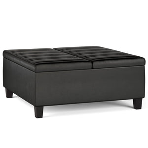 English Elm Ellis Coffee Table Storage Ottoman - Versatile Distressed Black Faux Leather For Modern Living Spaces B136P159158
