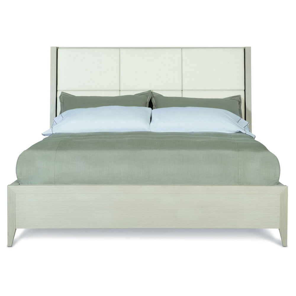 Bernhardt Bernhardt Upholstered Axiom Queen Panel Bed With Winged Six-Panel Headboard, Faux Anigre Finish And Solid Wood Rails K1088