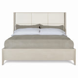 Bernhardt Axiom King Upholstered Panel Bed with Wooden Footboard and Side Rails K1089