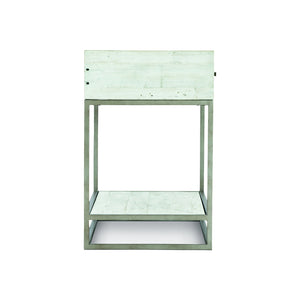 Bernhardt Bernhardt Alvar Nightstand Brushed White Finish With Distressed Pine, Glazed Silver Steel Base, Drawer 398218W