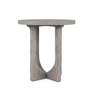 A.R.T. Furniture Vault Round Chairside Table - Chic Mink Finish With Cast Resin Concrete Top For Modern Living Spaces Gray Parawood Solids,White Oak Veneers,Resin 285303-2354