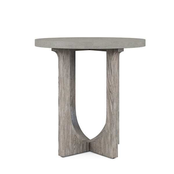 A.R.T. Furniture Vault Round Chairside Table - Chic Mink Finish With Cast Resin Concrete Top For Modern Living Spaces Gray Parawood Solids,White Oak Veneers,Resin 285303-2354