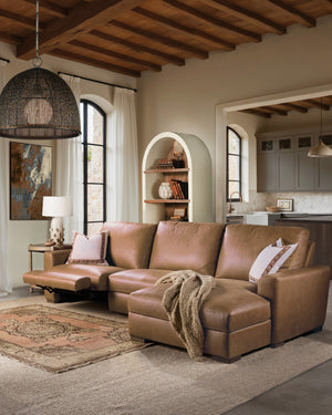 Hooker Furniture Optimus Power Reclining Sectional Top Grain Leather Contemporary Living Room Sofa SS925-3PC1-085-L
