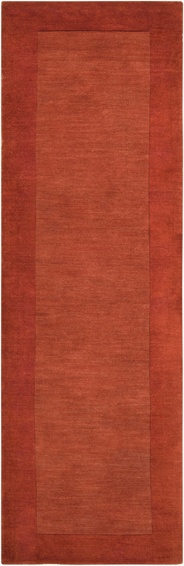 Livabliss Mystique Hand Loomed Wool Area Rug Sculpted Pile Artisan Craft for Large Living Rooms Rust 2'6" x 8' M300-268