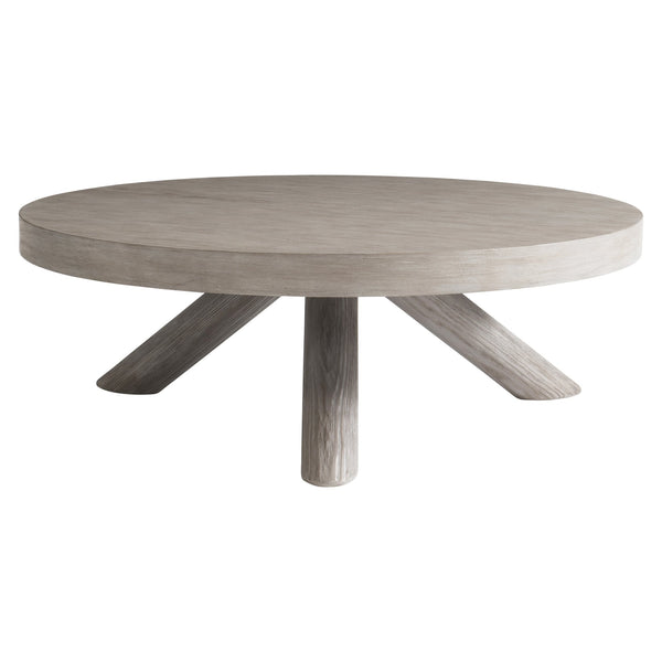 Bernhardt Bernhardt Harmon Cocktail Table In Textured Gris Finish — 48" Round Pine Veneer Top, Three-Leg Stability 555015