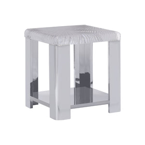 Bernhardt Bernhardt Sculptural Aura Side Table With Carved Acrylic Top & Polished Stainless Shelf – Luxe Accent 316111
