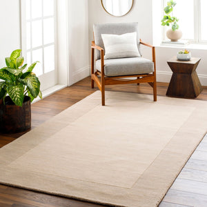Livabliss Mystique Hand Loomed Wool Area Rug with High Low Pile for Modern Living Rooms Cream, Beige 9' x 13' M348-913