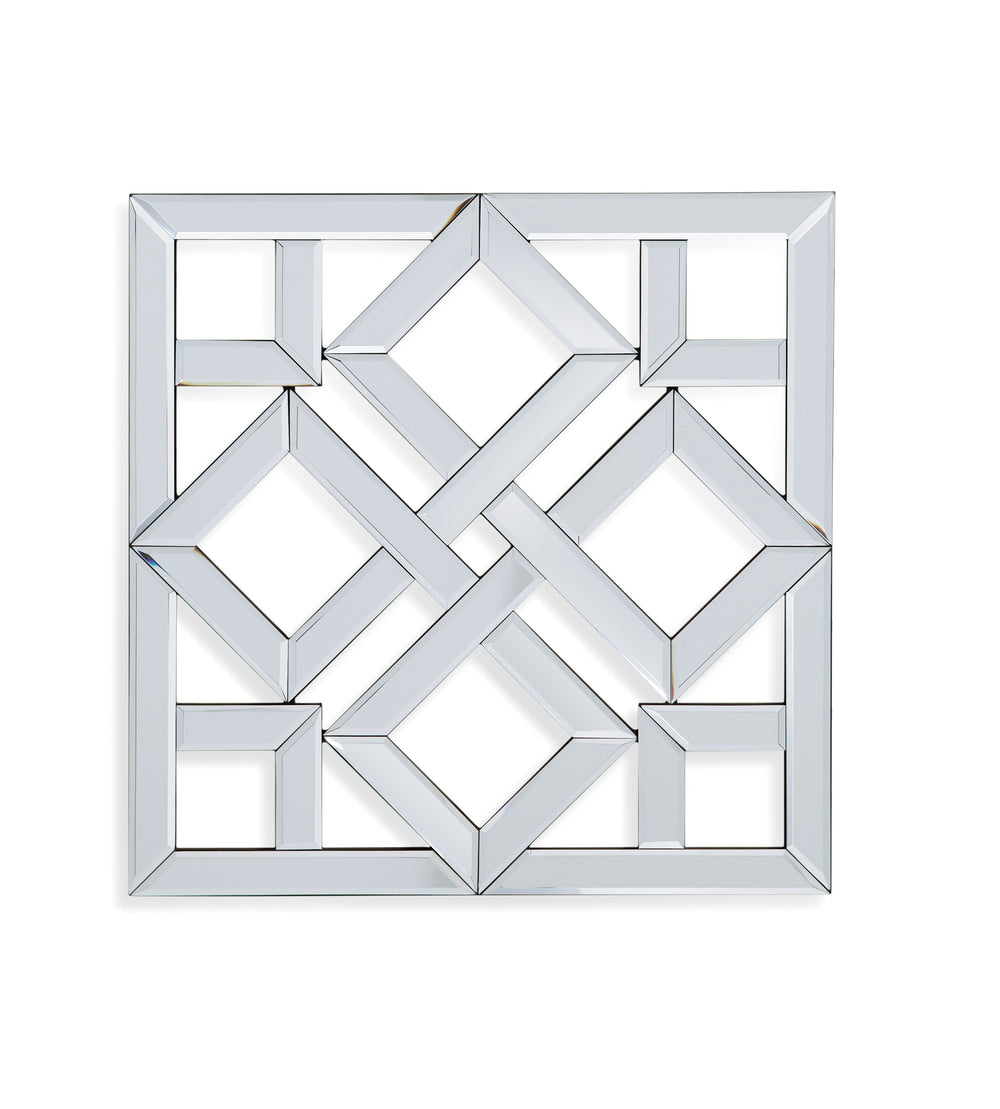 Basset Mirror Vida Wall Mirror - Elegant Lattice Design With Beveled Edges, Perfect For Modern Home Décor Spaces Silver Wood Composite M3782