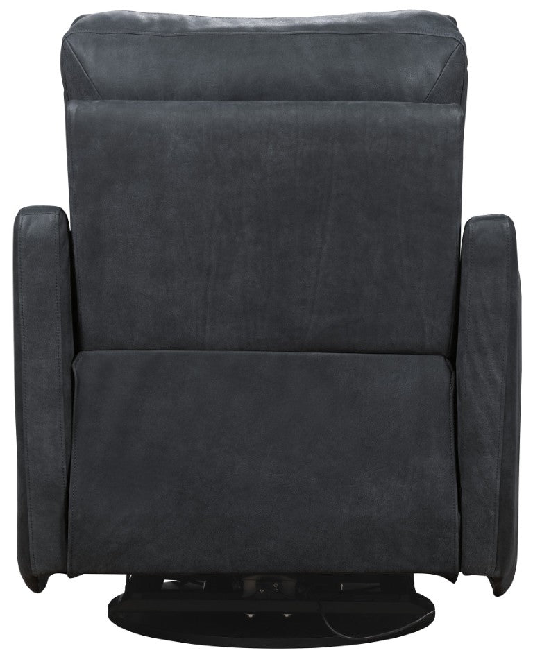 Hooker Furniture Lewis Power Swivel Recliner In Cordoba Noir Leather — 360° Swivel, Power Recline, Sleek Track Arms RC909-PSW-098