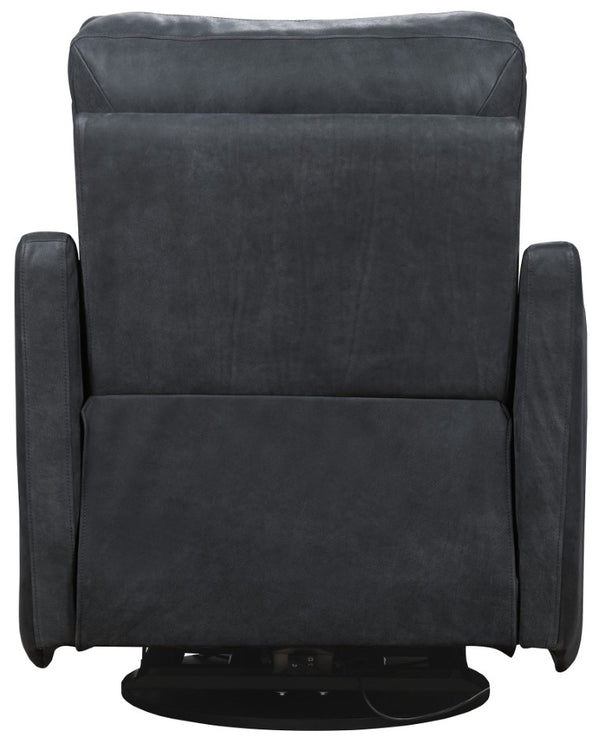 Hooker Furniture Lewis Power Swivel Recliner In Cordoba Noir Leather — 360° Swivel, Power Recline, Sleek Track Arms RC909-PSW-098