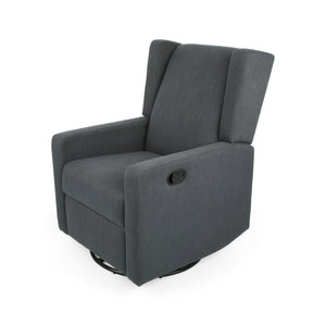 English Elm Christopher Knight Home® - Swivel Recliner Pushback Chair with Lever & Wingback Design, Space-Saving Swivel Recliner for Living Room Charcoal 67547.00CHAR