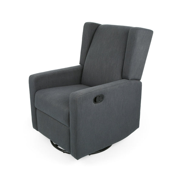 English Elm Christopher Knight Home® - Swivel Recliner Pushback Chair with Lever & Wingback Design, Space-Saving Swivel Recliner for Living Room Charcoal 67547.00CHAR